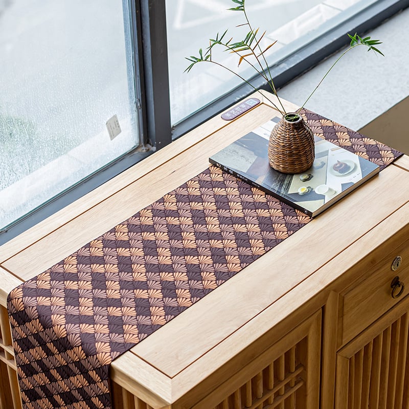 Japonský štýl tkaná brokátová čajová podložka na stôl, Zen-inšpirovaný textil