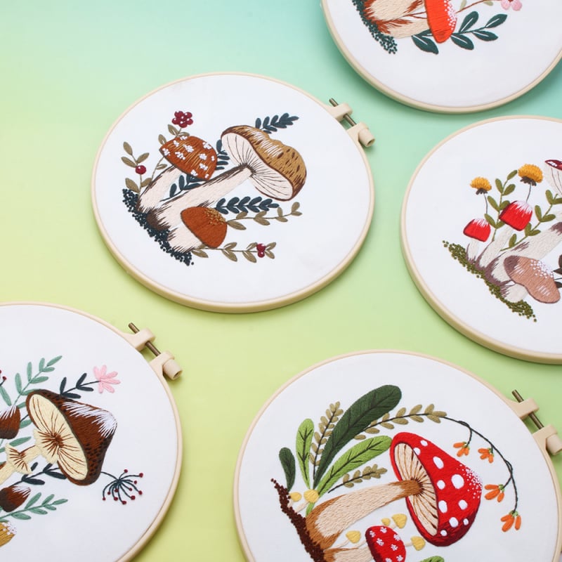DIY sada na vyšívanie – séria húb, kreatívna sada na vyšívanie