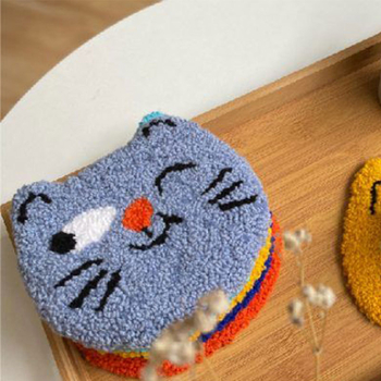 Súprava DIY pre vyšívanie punch needle pre začiatočníkov – podložky pod šálky z vlny, tvorivá relaxácia