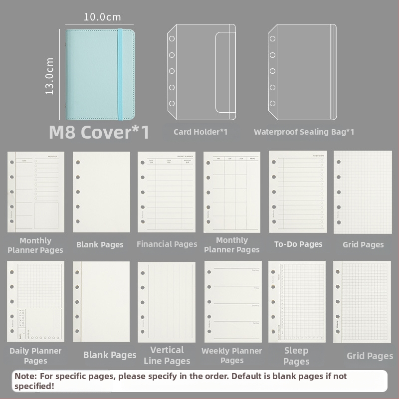 M8Pu binder zošit pre študentov a deti, cestovný zápisník v pastelových farbách, 42 strán, Dowling papier, rozmer 10x13 cm, 5 dier