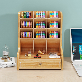 Desktop DIY skrinka na perá a úložná krabička – viacúčelový organizér kancelárskych potrieb s veľkou kapacitou, drevený stojan na perá pre študentov