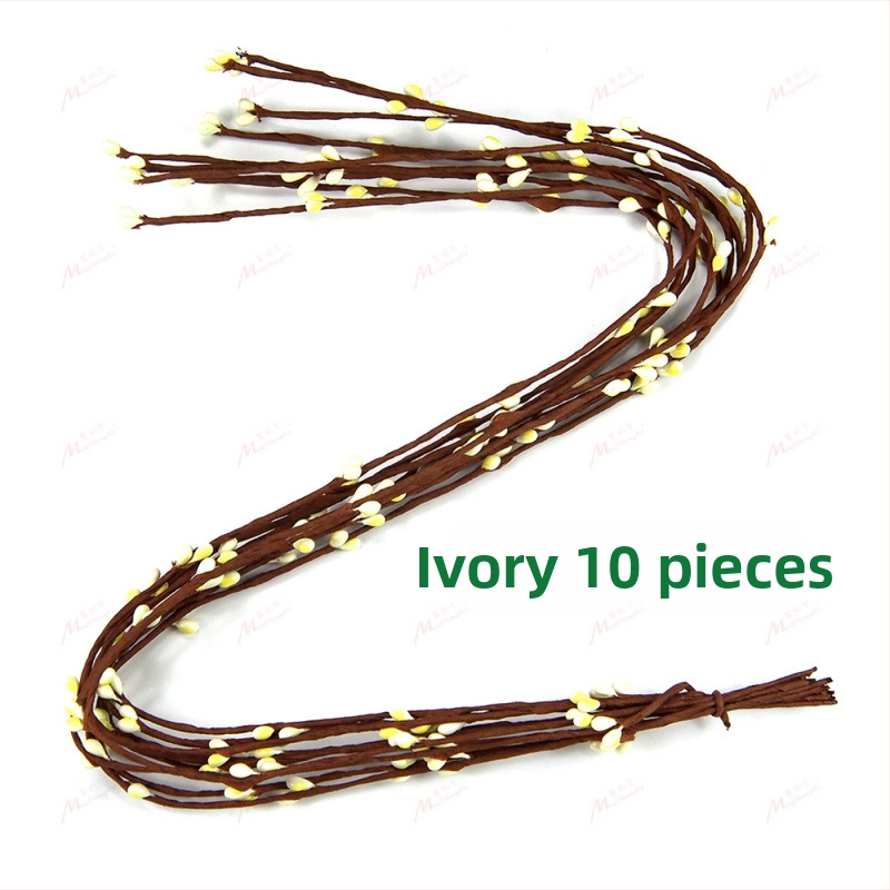 Ručne vyrobený ratanový veniec s farebnými bobuľami, dĺžka 65 cm, doplnok do svadobného účesu
