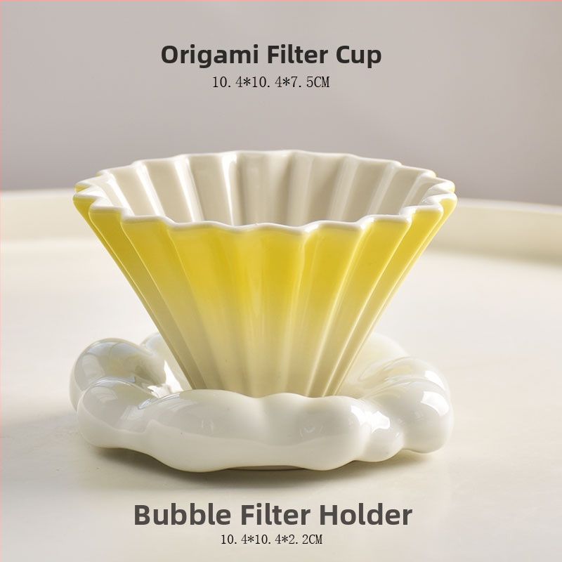 Keramický filter V60 na kávu, malé origami štýl, ručná príprava kávy