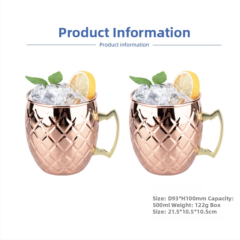 Pohár Moscow Mule s meďou potiahnutým povrchom, nerezová oceľ, koktailový pohár 400–500 ml