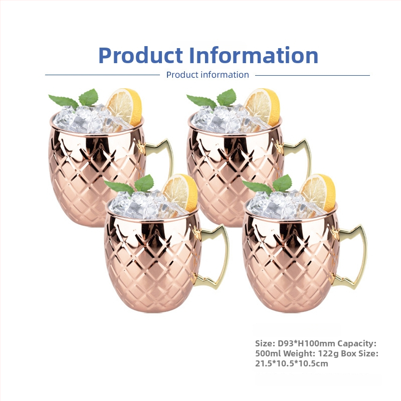 Pohár Moscow Mule s meďou potiahnutým povrchom, nerezová oceľ, koktailový pohár 400–500 ml