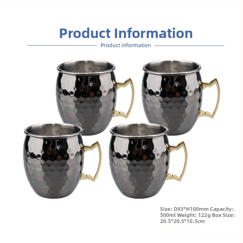 Pohár Moscow Mule s meďou potiahnutým povrchom, nerezová oceľ, koktailový pohár 400–500 ml