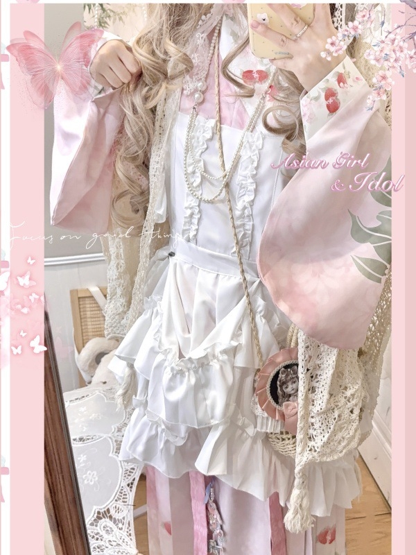 Hanfu za žene s miješanjem kineskog i zapadnog stila, rukavi Pipa, Mamian suknja i Lolita preklopna suknja, svakodnevni sladak stil