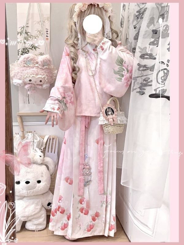Hanfu za žene s miješanjem kineskog i zapadnog stila, rukavi Pipa, Mamian suknja i Lolita preklopna suknja, svakodnevni sladak stil