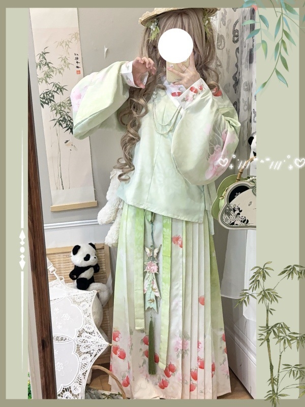 Hanfu za žene s miješanjem kineskog i zapadnog stila, rukavi Pipa, Mamian suknja i Lolita preklopna suknja, svakodnevni sladak stil