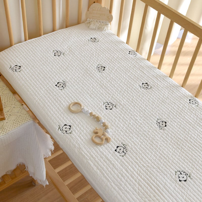 Set de lenjerie pentru copii din bumbac 100%: cearșaf cu elastic și protecție pentru saltea, design patchwork, pentru toate anotimpurile