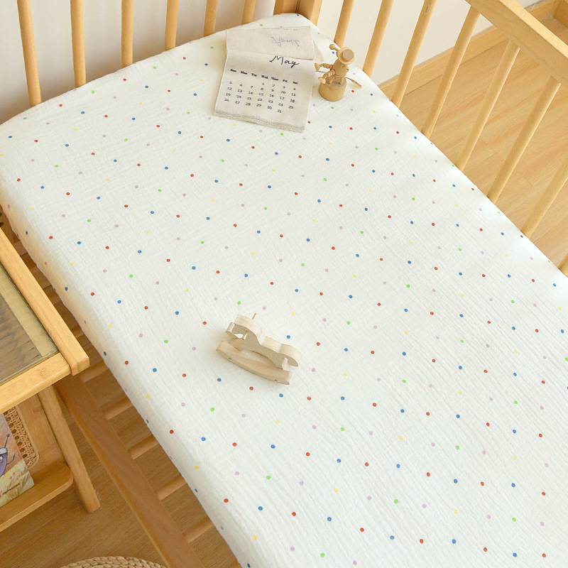 Set de pat pentru nou-născuți din bumbac 100% muselină – husă de saltea și cearșafuri pentru toate anotimpurile, design patchwork