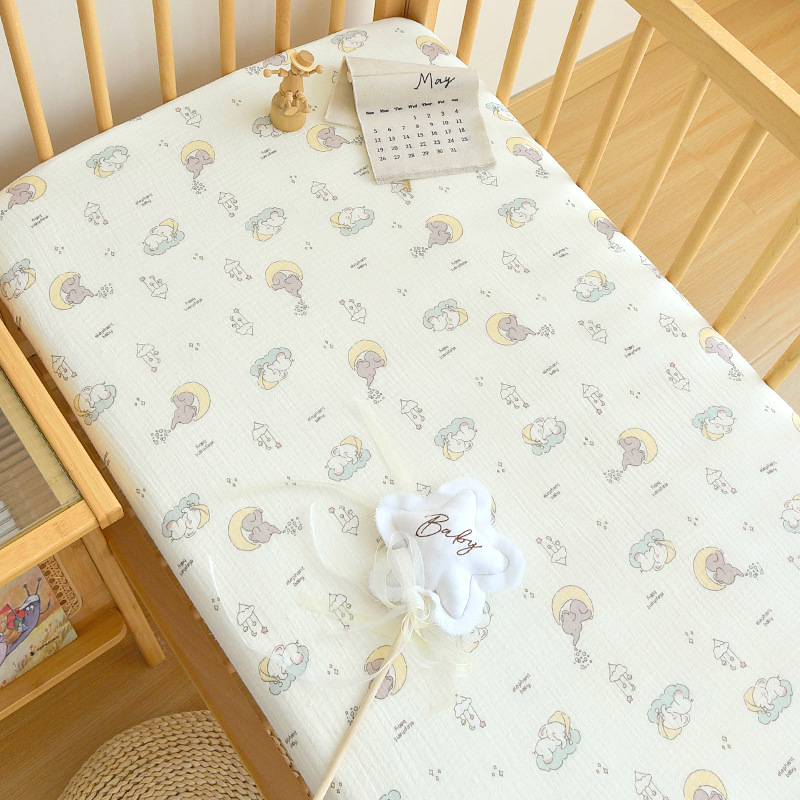 Set de pat pentru nou-născuți din bumbac 100% muselină – husă de saltea și cearșafuri pentru toate anotimpurile, design patchwork