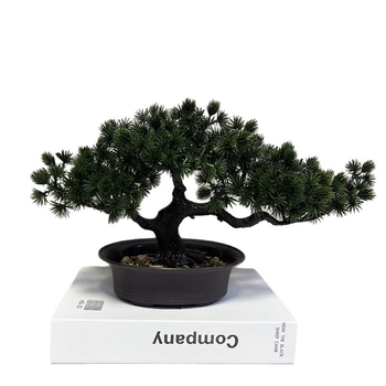 Plastový bonsaj Welcoming Pine na vnútorné použitie, miniatúrny ihličnan, 20 cm