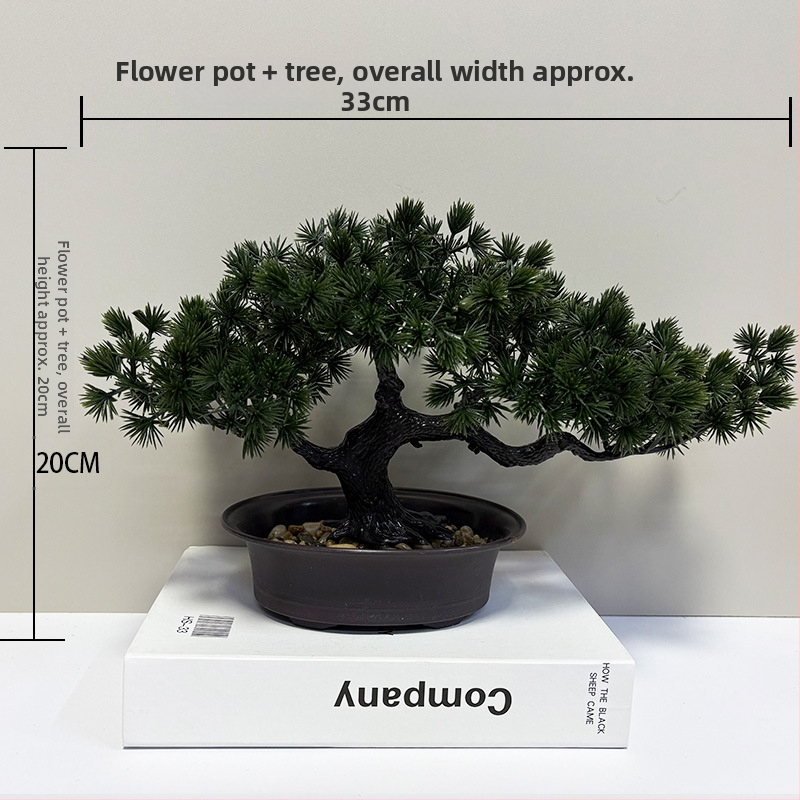Plastový bonsaj Welcoming Pine na vnútorné použitie, miniatúrny ihličnan, 20 cm