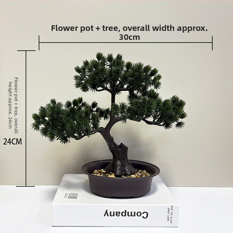 Plastový bonsaj Welcoming Pine na vnútorné použitie, miniatúrny ihličnan, 20 cm