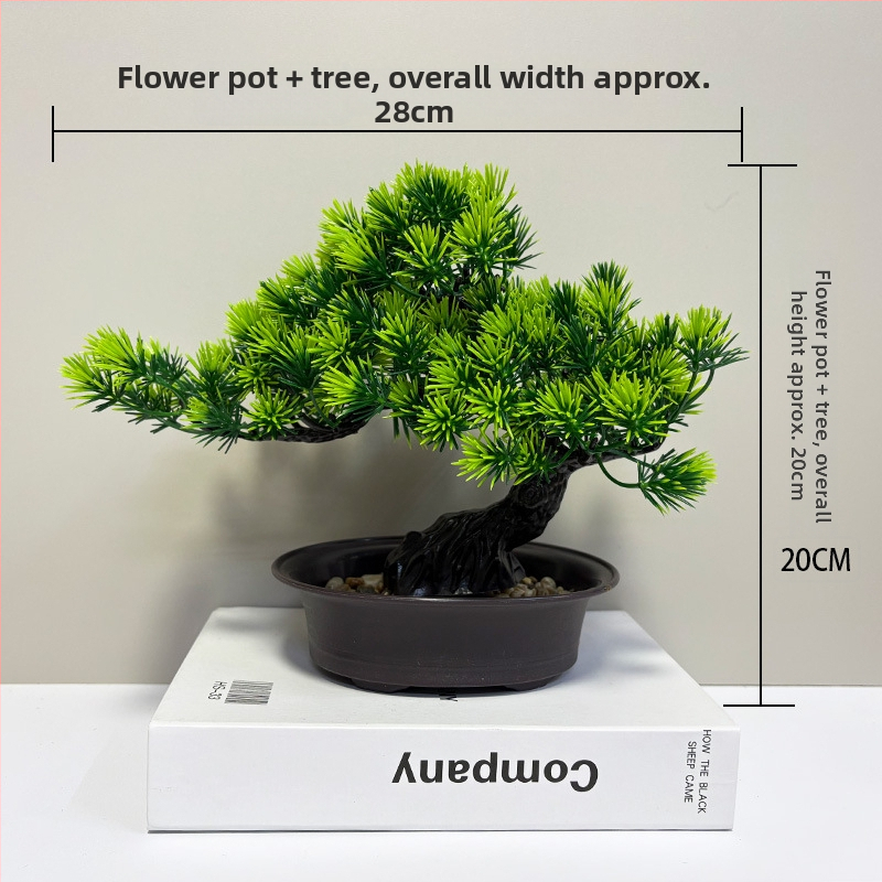 Plastový bonsaj Welcoming Pine na vnútorné použitie, miniatúrny ihličnan, 20 cm