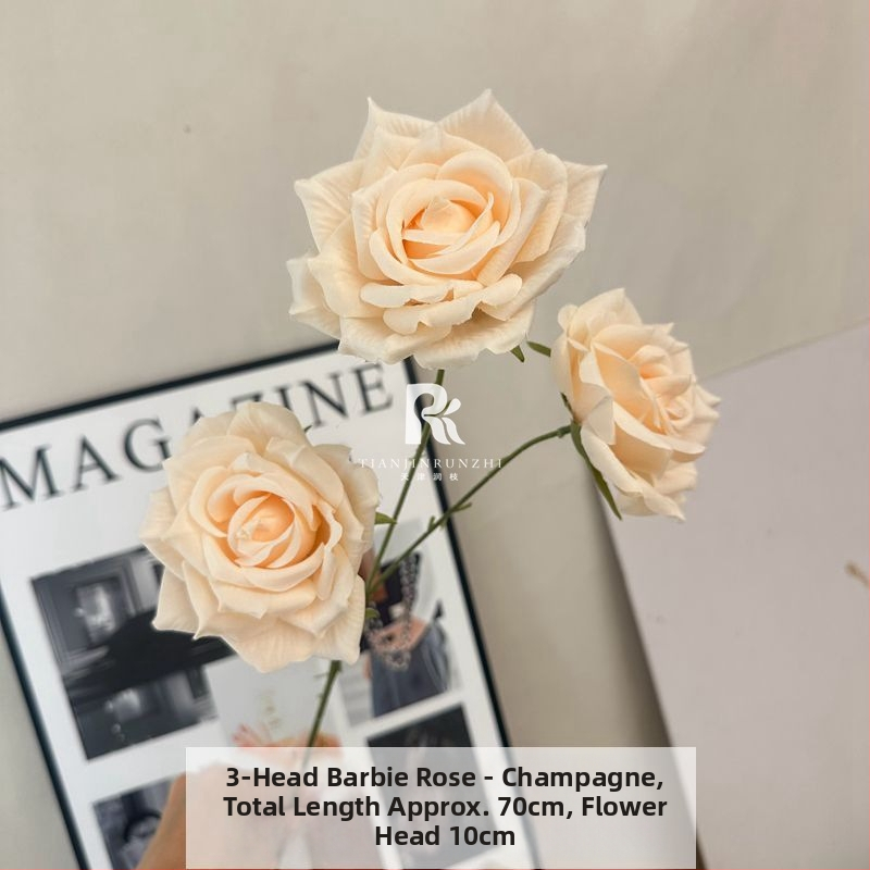 Rosa Barbie s tromi hlavami, umelej hodvábnej ruže, francúzsky štýl pre svadobnú uličku a domovú dekoráciu