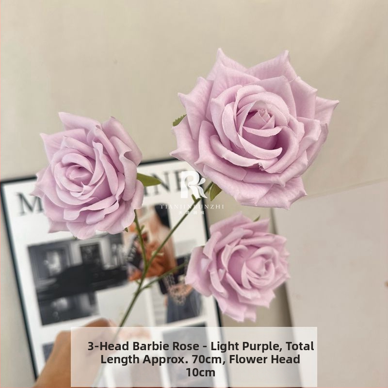 Rosa Barbie s tromi hlavami, umelej hodvábnej ruže, francúzsky štýl pre svadobnú uličku a domovú dekoráciu