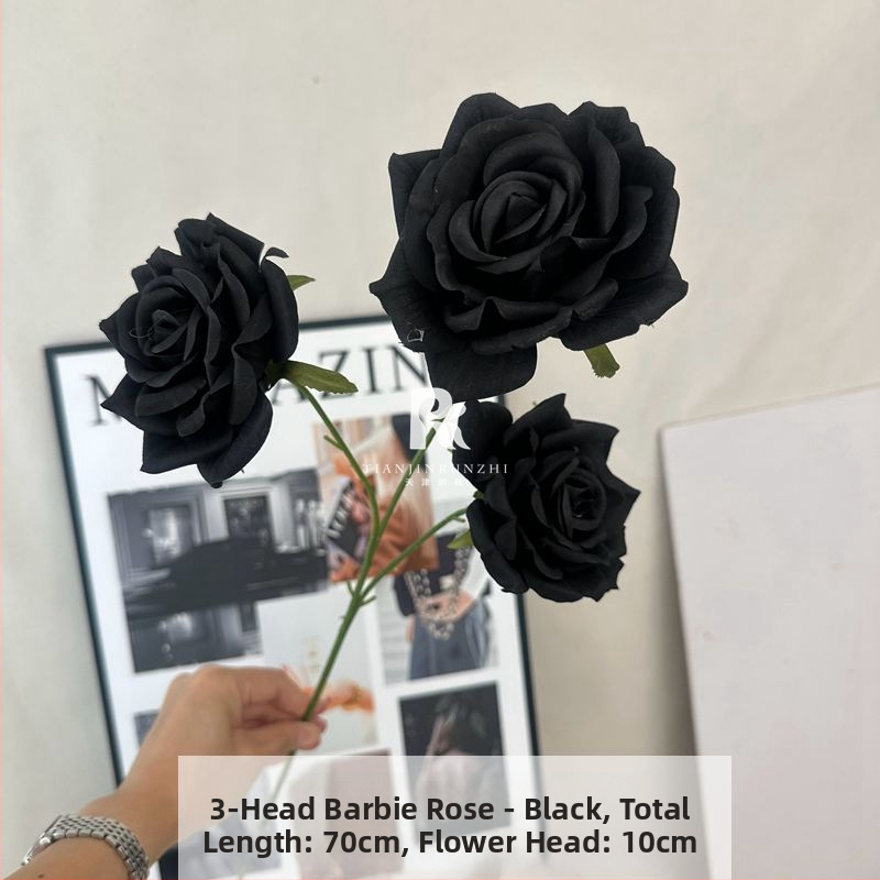 Rosa Barbie s tromi hlavami, umelej hodvábnej ruže, francúzsky štýl pre svadobnú uličku a domovú dekoráciu
