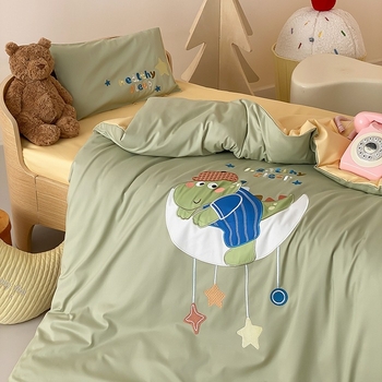 Set de dormitor pentru copii cu dinozaur desen animat, 100% bumbac australian, clasă A, set de 6 piese