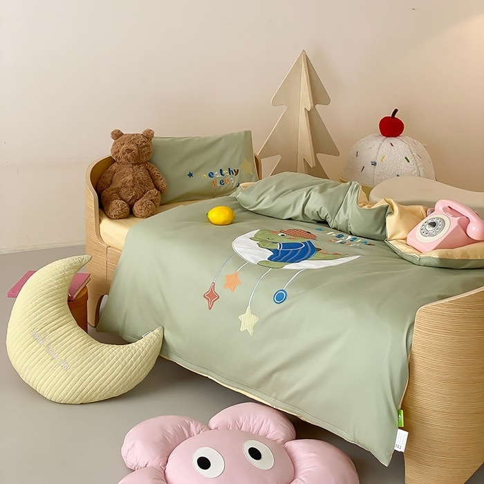 Set de dormitor pentru copii cu dinozaur desen animat, 100% bumbac australian, clasă A, set de 6 piese