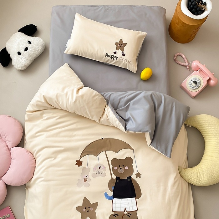 Set de dormitor pentru copii cu dinozaur desen animat, 100% bumbac australian, clasă A, set de 6 piese