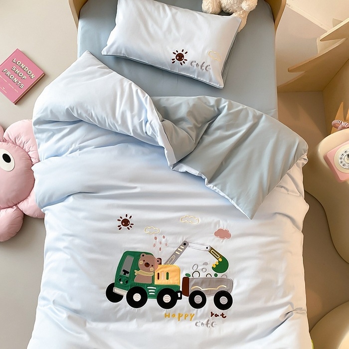 Set de dormitor pentru copii cu dinozaur desen animat, 100% bumbac australian, clasă A, set de 6 piese