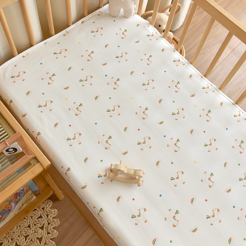Cearșaf de pat pentru bebeluși, bumbac 100%, gros, patchwork, dimensiuni 1,2 × 1,5 m