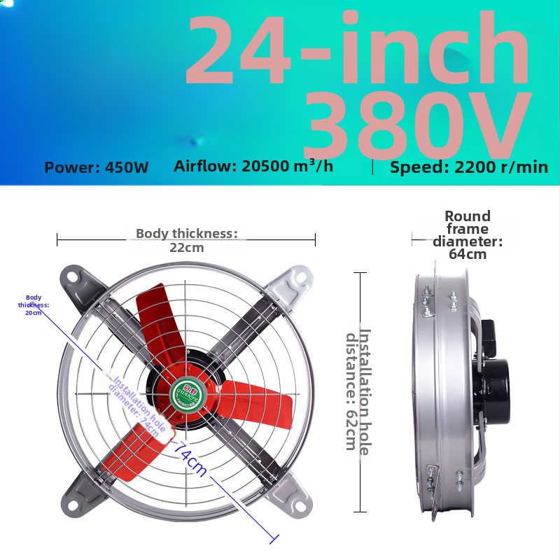 Priemyselný výfukový ventilátor s vysokým výkonom, tichý, pre kuchynskú ventiláciu s vysokou rýchlosťou