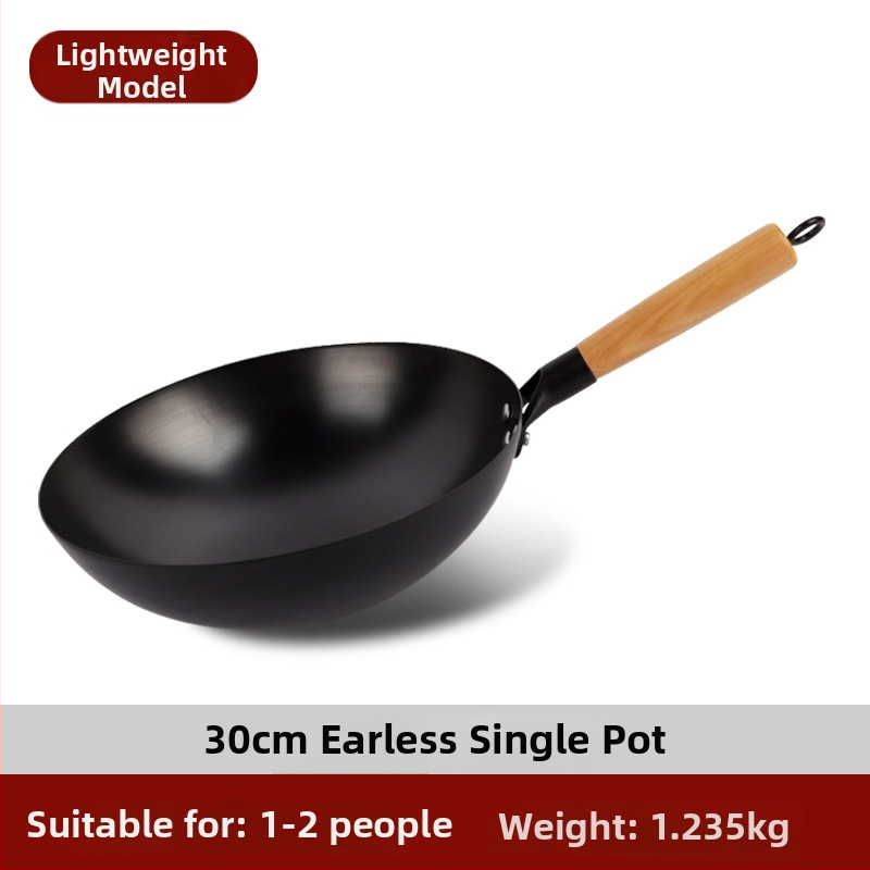 Tradičný železný wok bez povlaku, nerezová oceľ, vhodný na plynový varič, priemer 30–36 cm