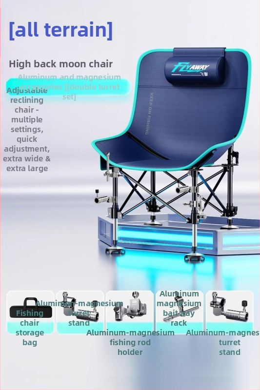 Benno Moon Chair rybárske kreslo, skladacie pre vonkajšie použitie, na všetky terény, nastaviteľné nohy