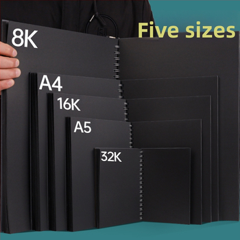 Voľne vložiteľný odnímateľný fotoalbum s čiernymi stranami A4, 16K ručne maľované čierne vnútorné stránky, DIY kruhové viazanie, pamätný fotoalbum formátu A5.