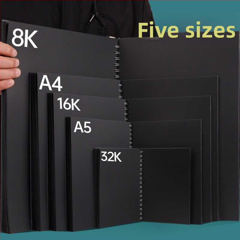 Voľne vložiteľný odnímateľný fotoalbum s čiernymi stranami A4, 16K ručne maľované čierne vnútorné stránky, DIY kruhové viazanie, pamätný fotoalbum formátu A5.