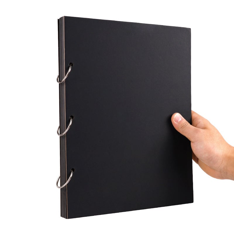 Voľne vložiteľný odnímateľný fotoalbum s čiernymi stranami A4, 16K ručne maľované čierne vnútorné stránky, DIY kruhové viazanie, pamätný fotoalbum formátu A5.