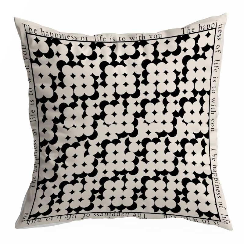Čierno-biela americká retro geometrická obliečka na vankúš do domu, sedačky, auta a kancelárie