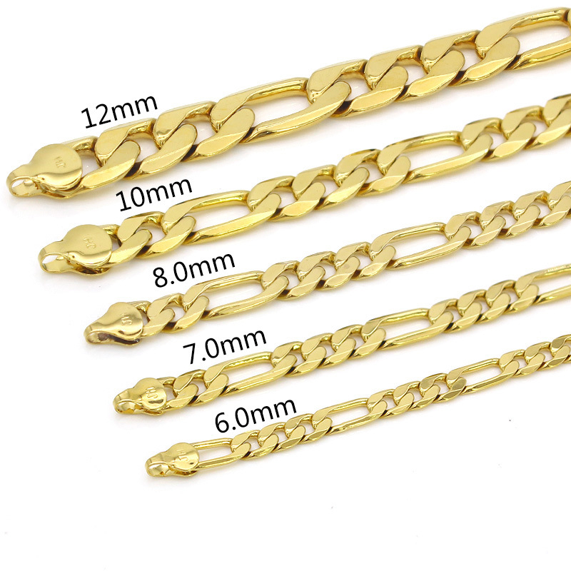 Muški Figaro lanac, 18K pozlaćeni bakar, vakuumsko premazivanje, duljina 60 cm, stil 3-1