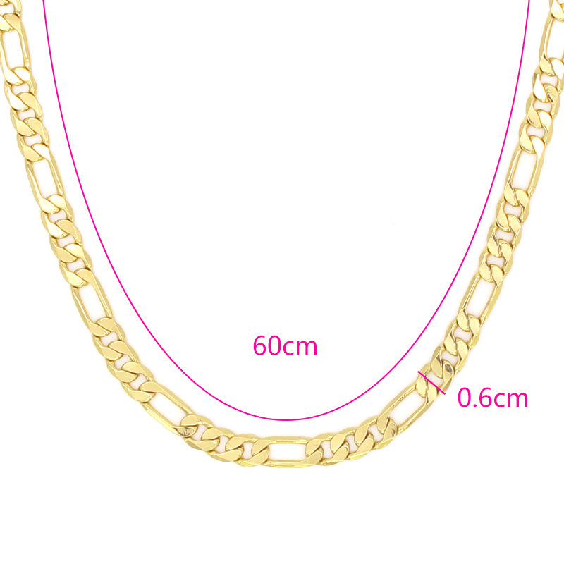 Muški Figaro lanac, 18K pozlaćeni bakar, vakuumsko premazivanje, duljina 60 cm, stil 3-1