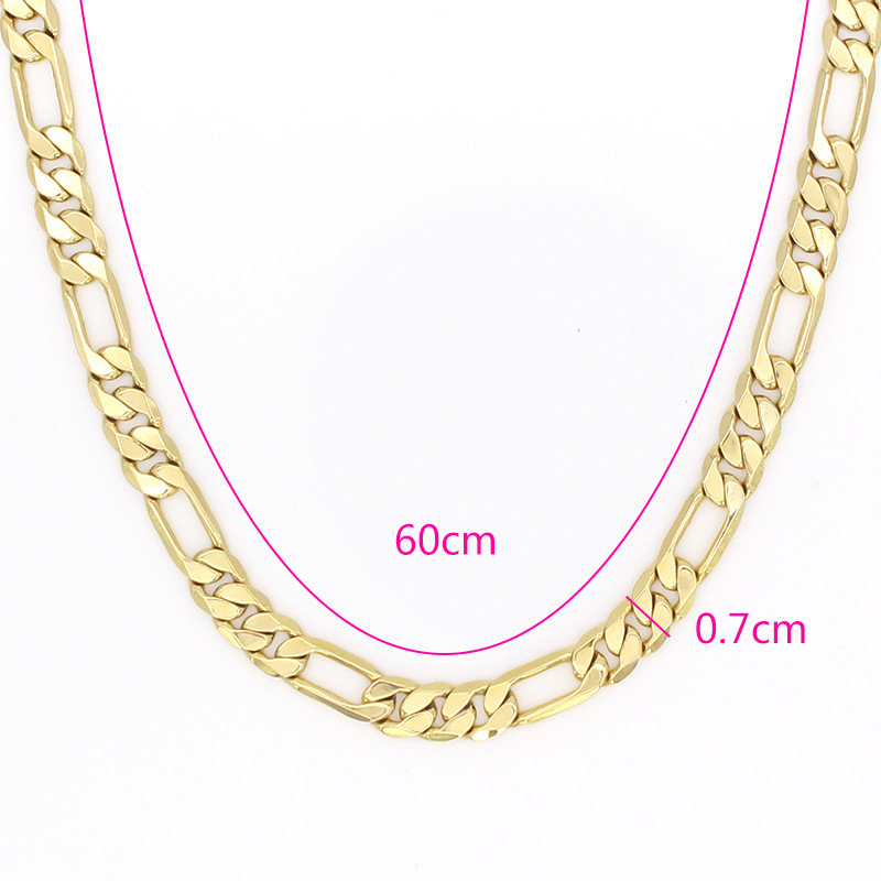 Muški Figaro lanac, 18K pozlaćeni bakar, vakuumsko premazivanje, duljina 60 cm, stil 3-1
