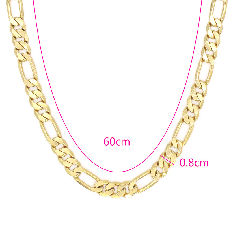 Muški Figaro lanac, 18K pozlaćeni bakar, vakuumsko premazivanje, duljina 60 cm, stil 3-1