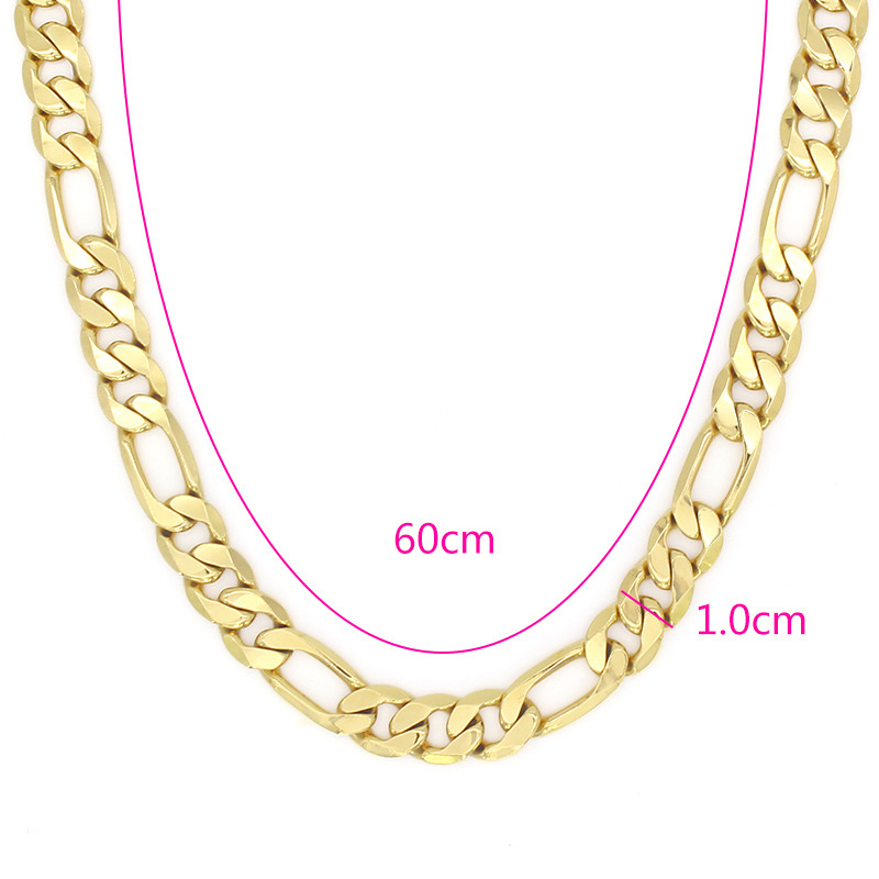 Muški Figaro lanac, 18K pozlaćeni bakar, vakuumsko premazivanje, duljina 60 cm, stil 3-1