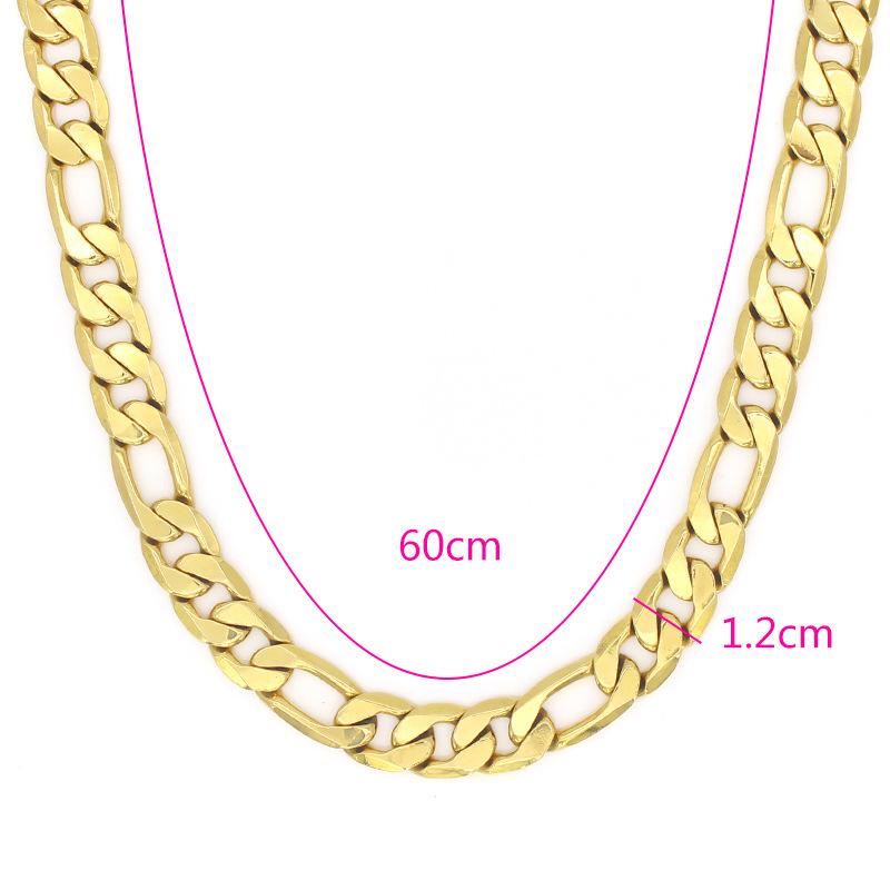 Muški Figaro lanac, 18K pozlaćeni bakar, vakuumsko premazivanje, duljina 60 cm, stil 3-1