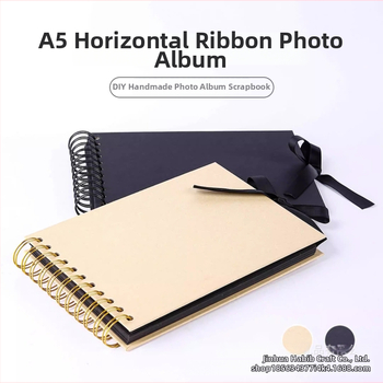 A5 horizontálny album s kovovým viazaním, obal z remeselného papiera, DIY scrapbooking s mašľou, 30 strán