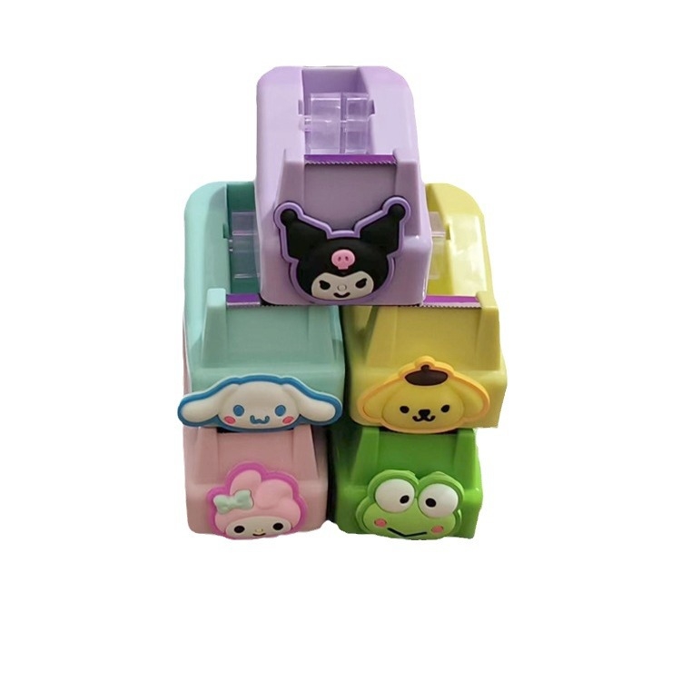 Stolný rezací stroj na pásky Sanrio, s protišmykovým základom, priehľadný dispenzer na pásku