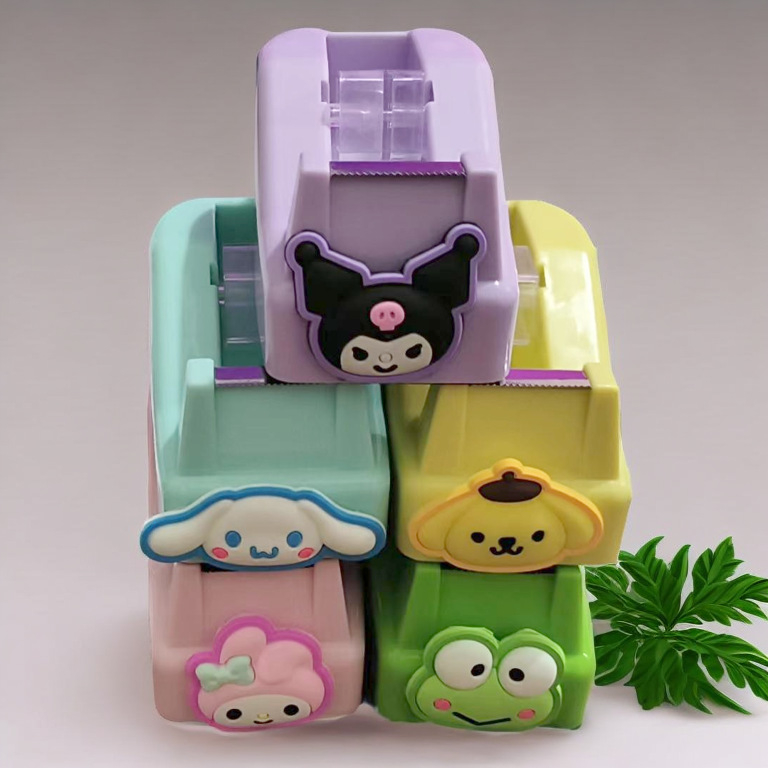 Stolný rezací stroj na pásky Sanrio, s protišmykovým základom, priehľadný dispenzer na pásku