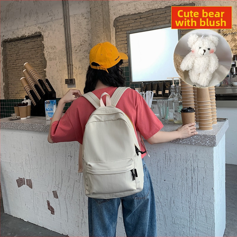 Študentský batoh v štýle K-Style Harajuku Ulzzang, unisex nylonový batoh na notebook, mestský minimalistický dizajn, s dvojitými ramienkami