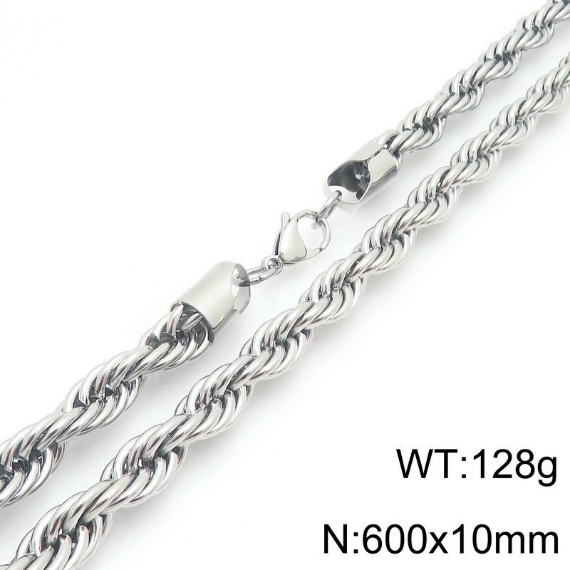 Muški set ogrlice i narukvice s twist lancem od nehrđajućeg čelika, 10 mm, pozlaćen, moderan stil