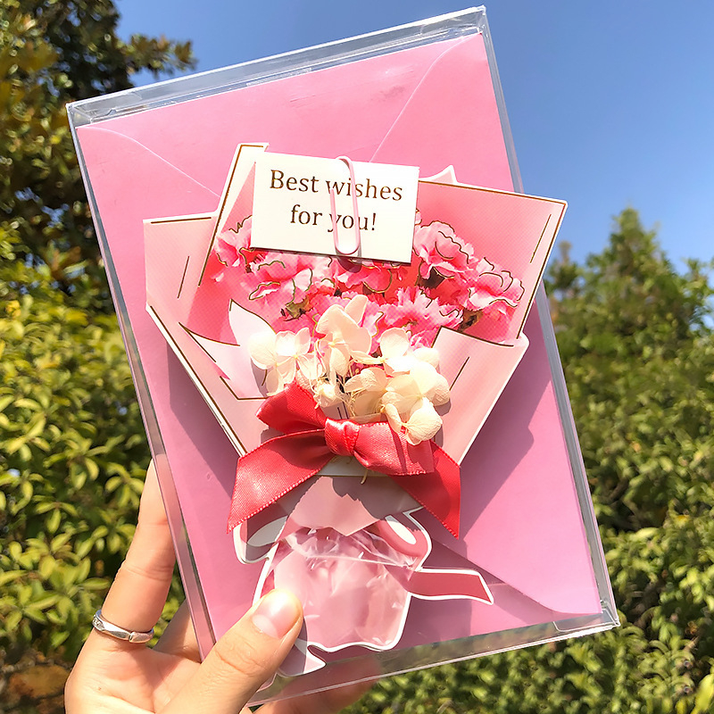 Prémiová 3D pop-up pozdravná karta k narodeninám, dvojdielna, dizajn čerstvej kvetinovej kytice