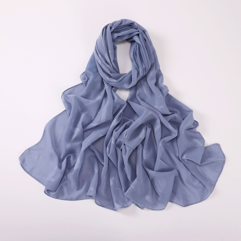 Chiffon sál domborított betűkkel, etnikus stílusú sál, 175 × 70 cm