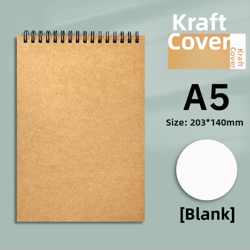 Spirálový zápisník z kraft papiera, formát B5, hrubší, s preklápacím horným dielom, linkované a štvorcové listy, minimalistický štýl pre študentov a magisterské skúšky