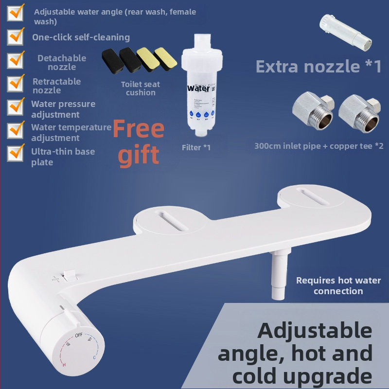 L7 Neelektrický inteligentný bidet na veku toalety, umývanie zadočka, horúca a studená voda, domáce použitie